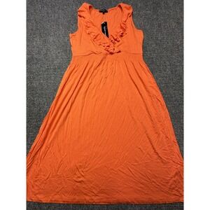 Spense Dress Womens Small Orange Sleeveless Ruffle V Neck Maxi Summer‎ Boho New